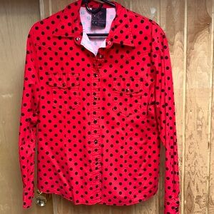 Red polka dot western button up